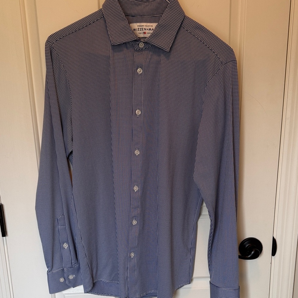Mizzen+Main Navy Checkered Dress Shirt